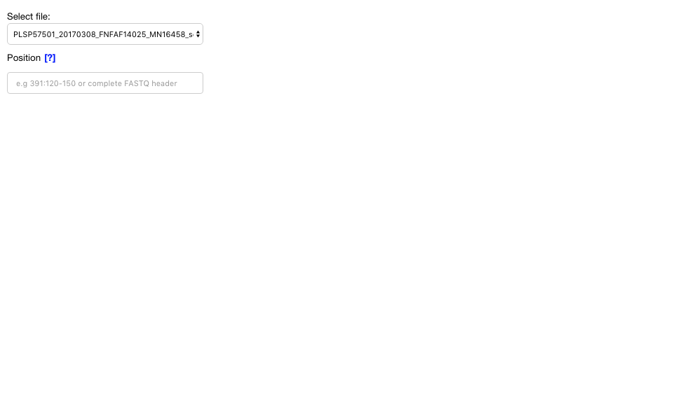 Screenshot of bulkvis showing, in the top left corner, a drop-down box with a file selected and a text box labeled position